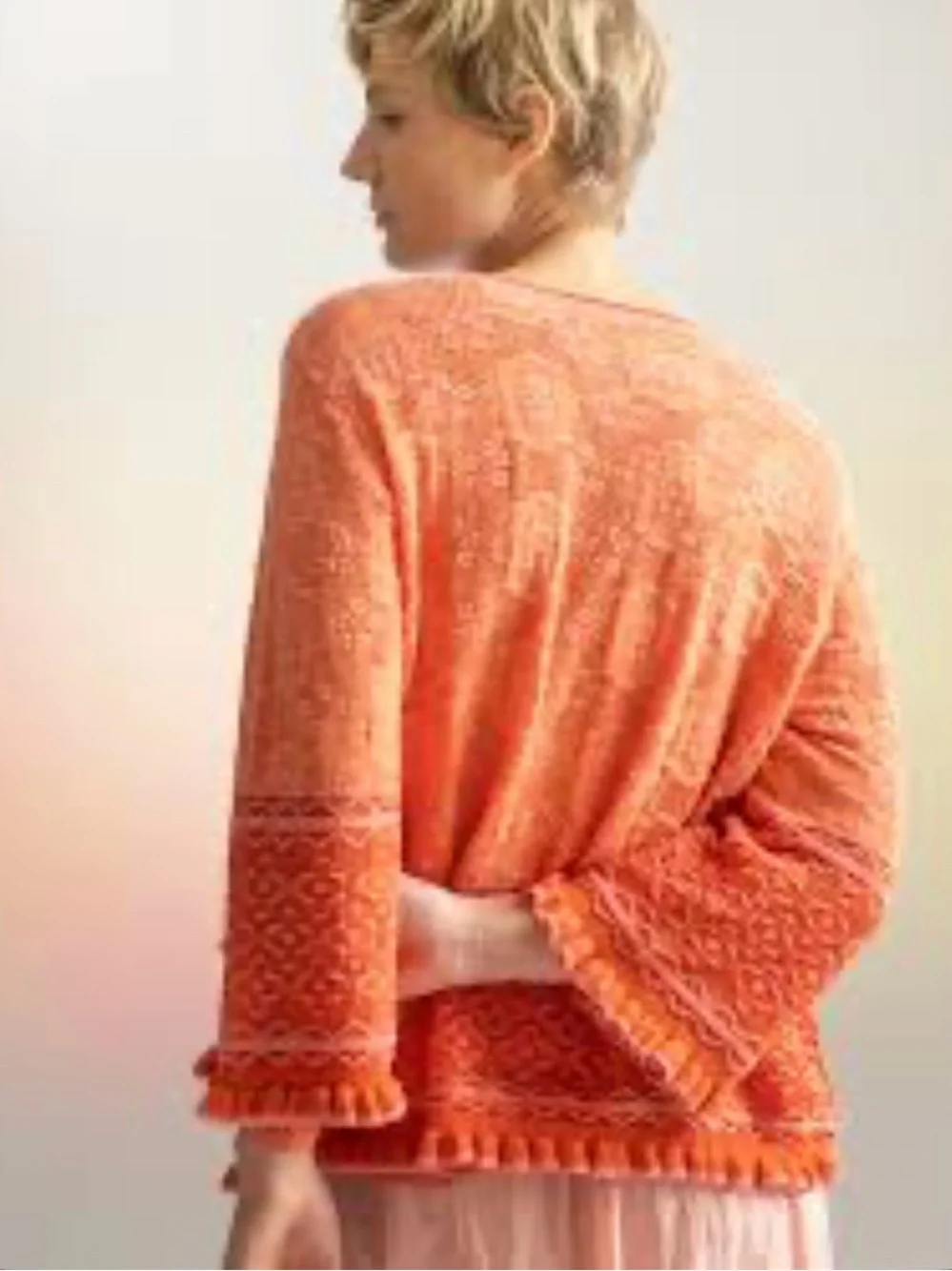 Gudrun Sjoden Coral Naima Crochet Button-Front Cardigan L Organic Cotton Artsy
